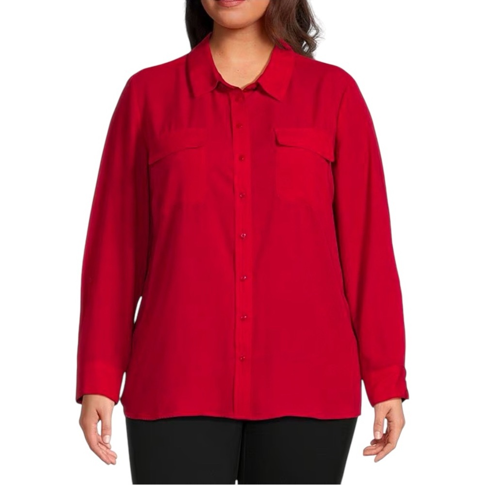 Investments Women's OLIVIA Red Button-Up Blouse